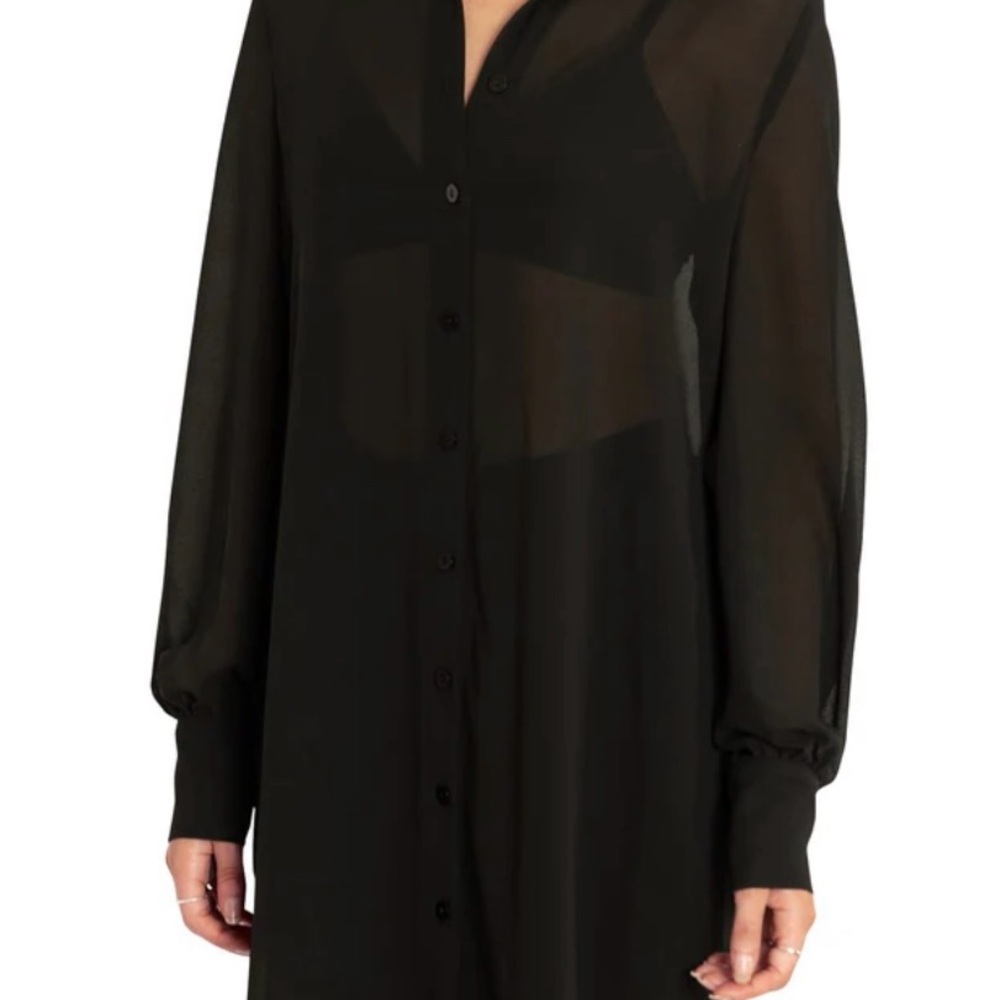 H&M Black Sheer Long Sleeve
Oversized Shirt Dress